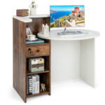 Oval Reception Desk with Adjustable Shelf and Lockable Drawer 38 Oval Reception Desk with Adjustable Shelf and Lockable Drawer