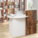 Oval Reception Desk with Adjustable Shelf and Lockable Drawer 37 Oval Reception Desk with Adjustable Shelf and Lockable Drawer