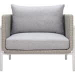 Gray Outdoor Armchair with Cushions and Weather Resistant Frame