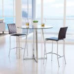 Espresso Faux Leather Counter Stools with Chrome Legs (Set of 2)