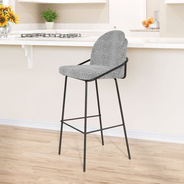 Modern Black and White Barstools with Shearling Fabric (Set of 2)