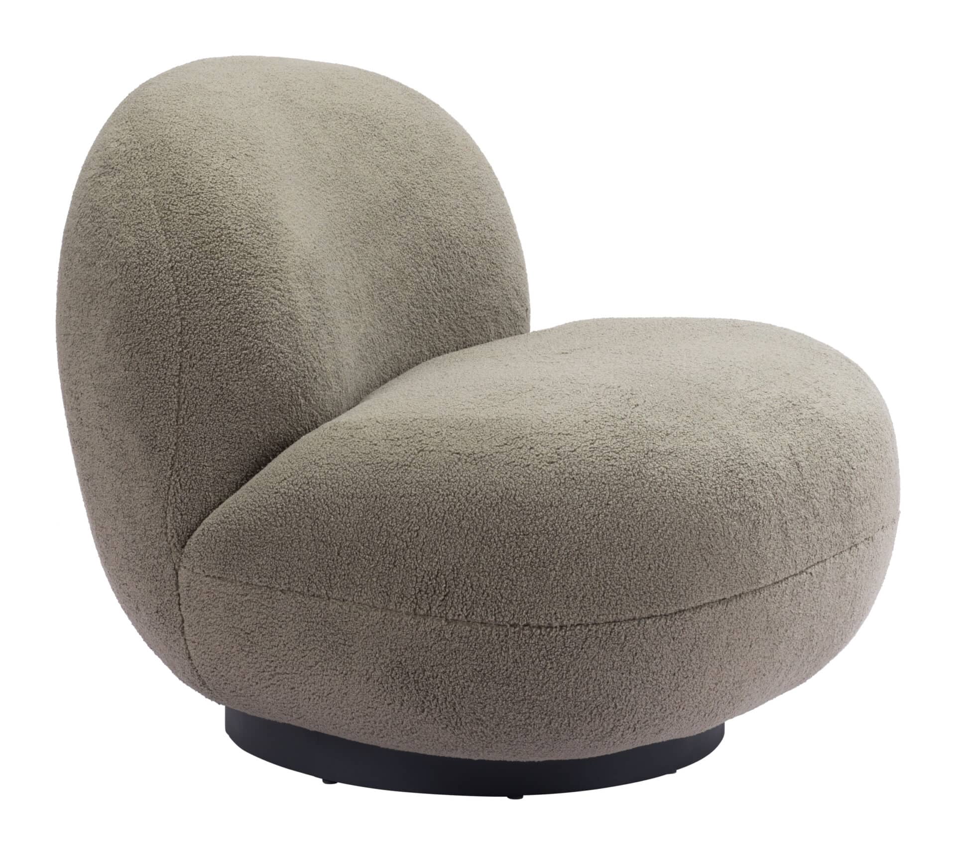 Olive Green Shearling Style Accent Chair with Powder Coated Steel Legs 8 Olive Green Shearling Style Accent Chair with Powder Coated Steel Legs - Image 8