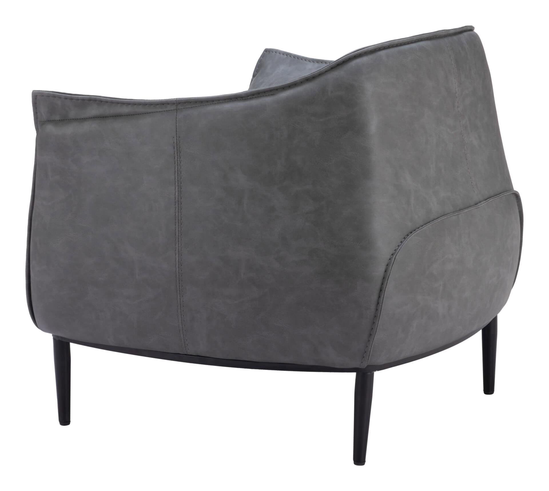 Coffee Faux Leather Accent Chair with Wood Legs and Armrest Support 8 Coffee Faux Leather Accent Chair with Wood Legs and Armrest Support - Image 8