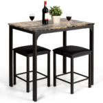 Space-Saving Faux Marble Counter Height Table Set (Set of 3)
