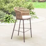 Outdoor Modern Barstool with Cushions and Steel Frame (Set of 2)