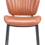 Vintage Brown Faux Leather Dining Chairs with Steel Frame (Set of 2)