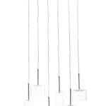 Waterfall-Inspired Chrome Ceiling Lamp with Six Glass Cylinders