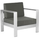 Modern Outdoor Armchair with Aluminum Frame and Gray Cushions
