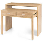 Natural Extendable Computer Desk with Storage Drawers and Shelf 10 Natural Extendable Computer Desk with Storage Drawers and Shelf