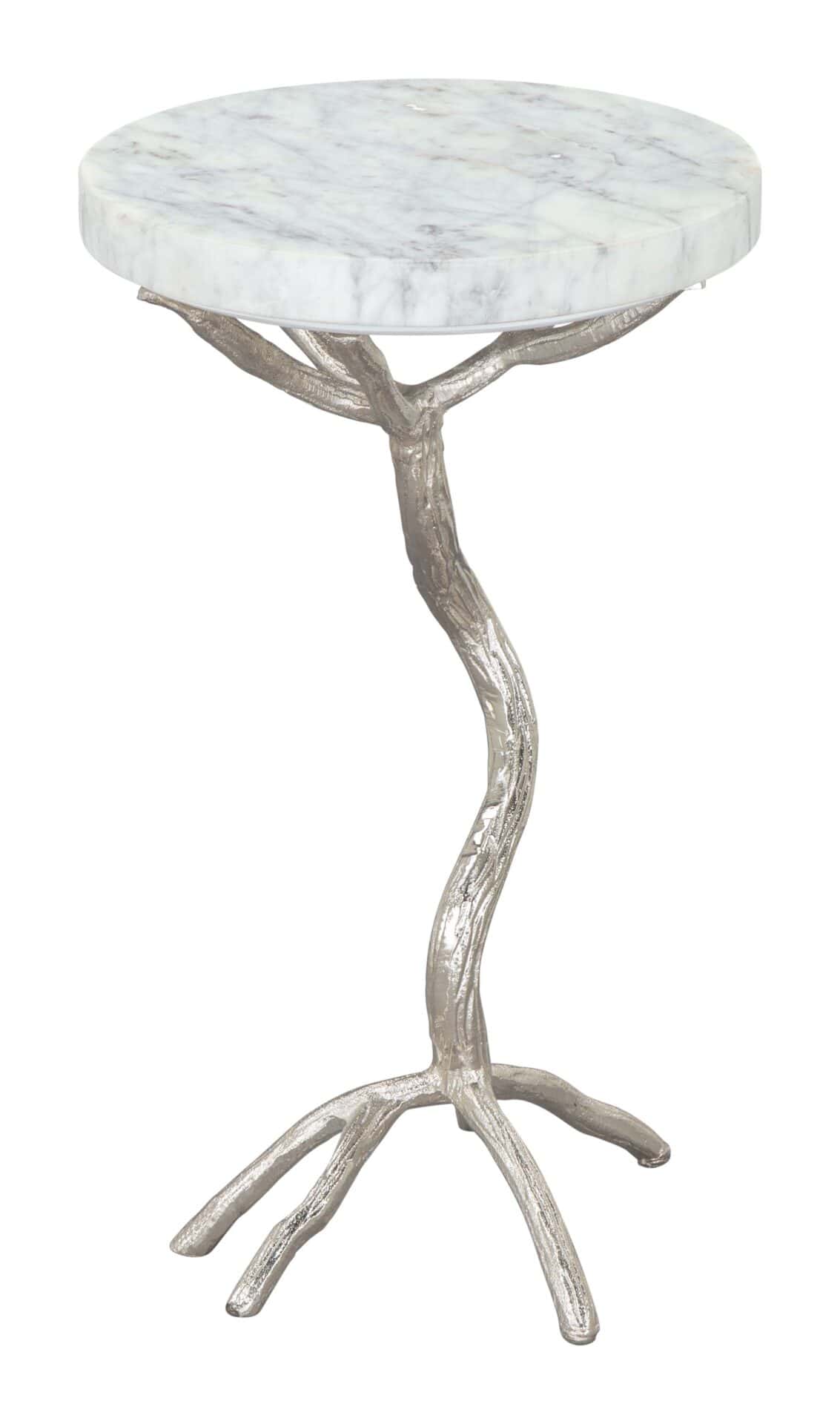 Modern White Marble Top Side Table with Silver Cast Frame 3 Modern White Marble Top Side Table with Silver Cast Frame - Image 3