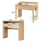 Natural Extendable Computer Desk with Storage Drawers and Shelf 12 Natural Extendable Computer Desk with Storage Drawers and Shelf
