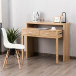 Natural Extendable Computer Desk with Storage Drawers and Shelf 9 Natural Extendable Computer Desk with Storage Drawers and Shelf