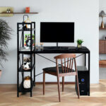 Compact Computer Desk with 4-Tier Shelves and Adjustable Legs 24 Compact Computer Desk with 4-Tier Shelves and Adjustable Legs