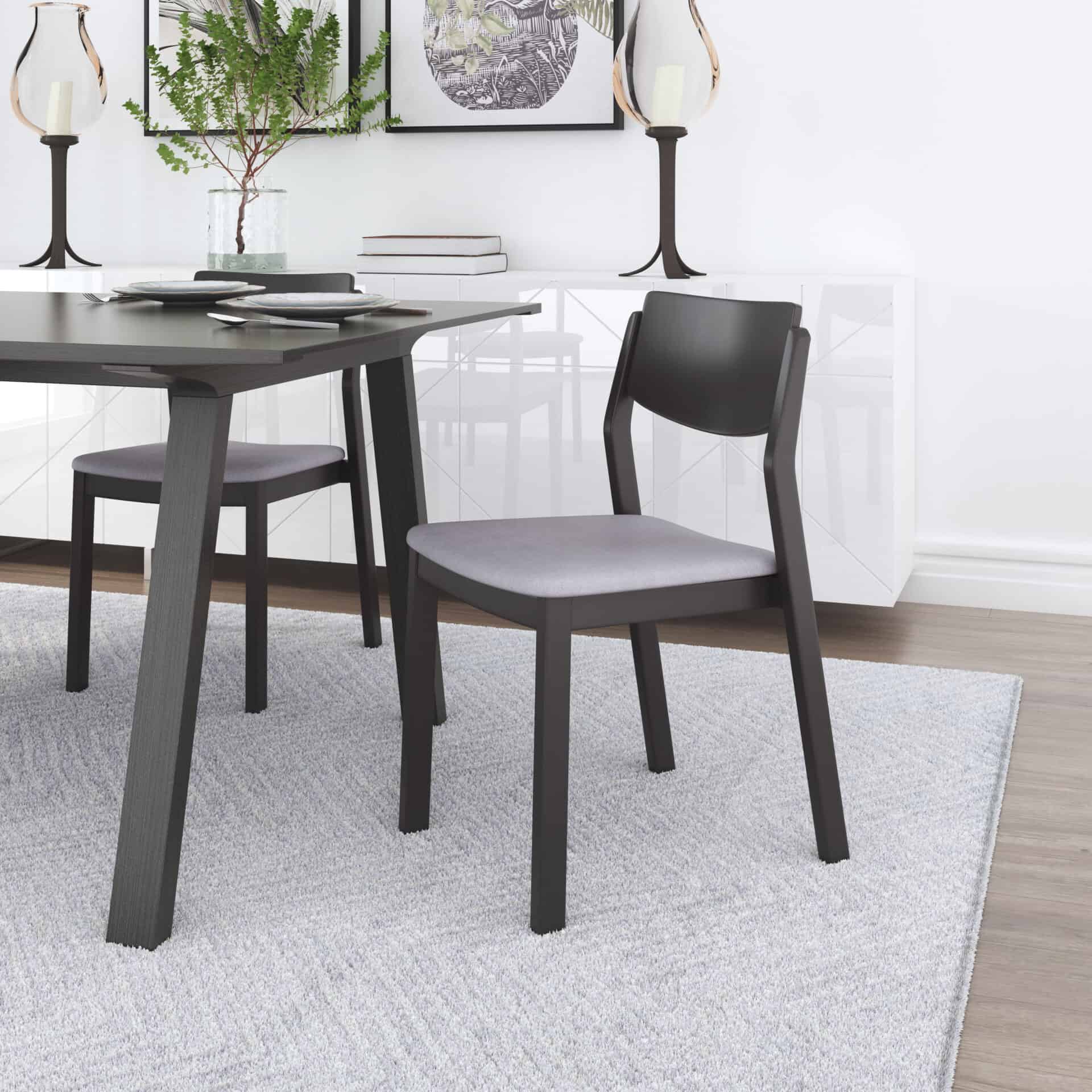 Mid-Century Modern Gray and Black Dining Chairs (Set of 2) 1 Mid-Century Modern Gray and Black Dining Chairs (Set of 2)