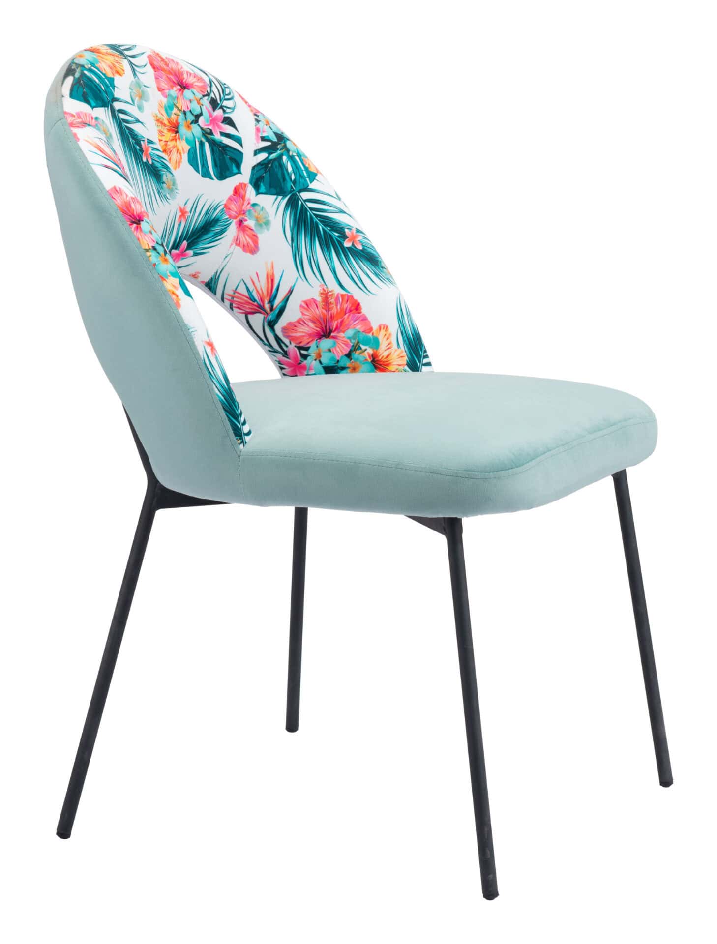 Modern Velvet Dining Chair with Printed Fabric and Steel Frame (Set of 2) 9 Modern Velvet Dining Chair with Printed Fabric and Steel Frame (Set of 2) - Image 9