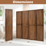 Rustic Pegboard Room Divider with Solid Wood Frame (4-Panel)