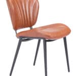Vintage Brown Faux Leather Dining Chairs with Steel Frame (Set of 2)