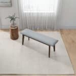 Grey Fabric Upholstered Solid Wood Bench with Removable Legs 36 Inch