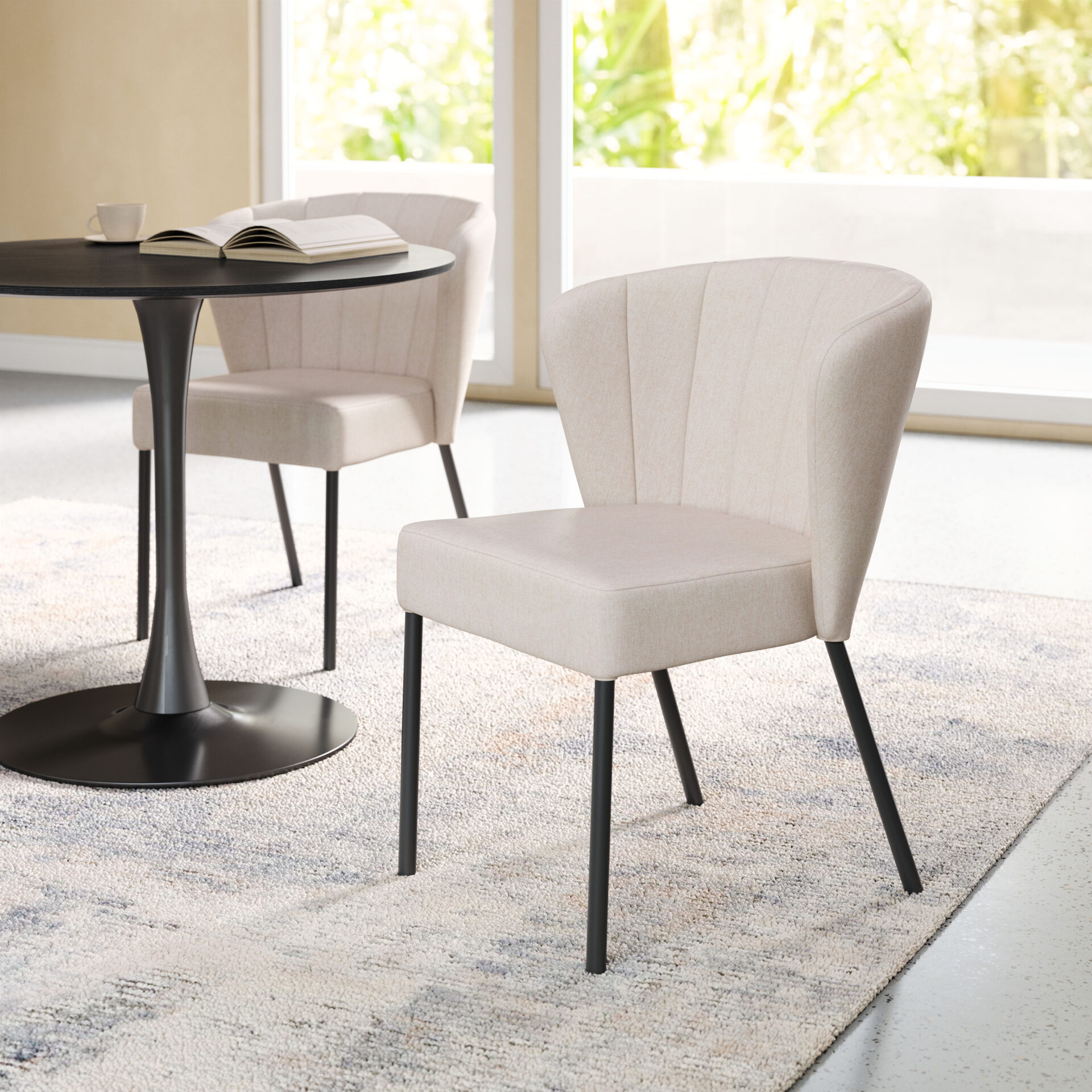 Stackable Mid-Century Modern Dining Chair with Tufted Upholstery (Set of 2) 1 Stackable Mid-Century Modern Dining Chair with Tufted Upholstery (Set of 2)