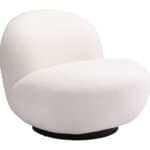 Modern Shearling Style Accent Chair with Steel Legs, Cream
