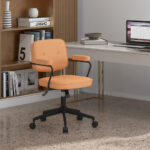 Ergonomic PU Leather Office Chair with Rocking Backrest Orange