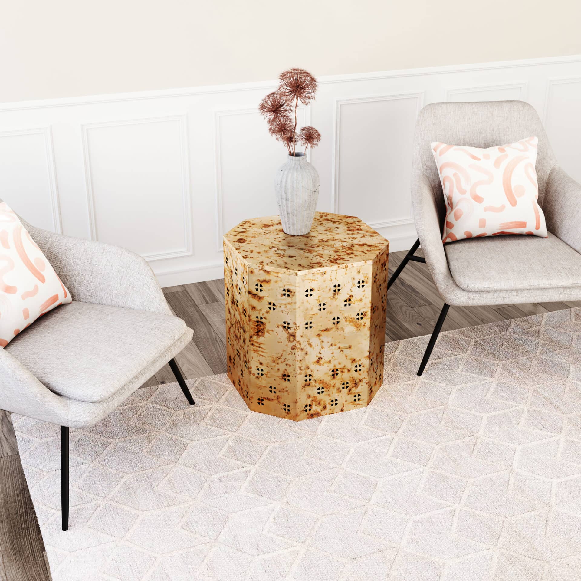 Antique Copper Side Table with Hand-Finished Rustic, Industrial Design 1 Antique Copper Side Table with Hand-Finished Rustic, Industrial Design