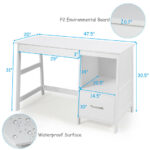 Modern White Computer Desk with Drawers and Shelf