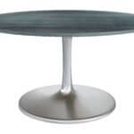 Round Gray Marble Dining Table with Steel Base (Seats 8)