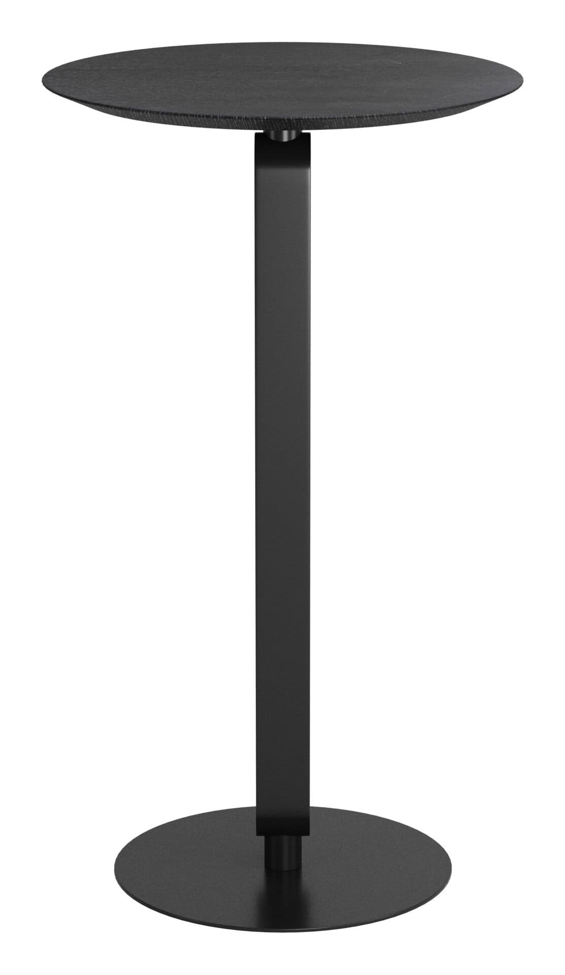 Black Round Bar Table with Steel Frame and Wood Veneer Top 2 Black Round Bar Table with Steel Frame and Wood Veneer Top - Image 2