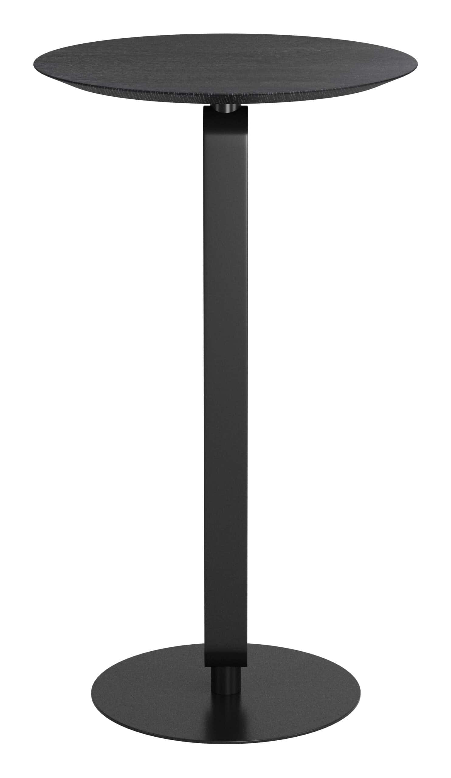 Black Round Bar Table with Steel Frame and Wood Veneer Top 8 Black Round Bar Table with Steel Frame and Wood Veneer Top