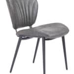 Vintage Gray Tufted Faux Leather Dining Chairs with Steel Frame (Set of 2)