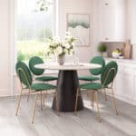 Green Velvet Counter Stool with Gold Legs and Footrest (Set of 2) 9 Green Velvet Counter Stool with Gold Legs and Footrest (Set of 2)