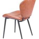 Vintage Brown Faux Leather Dining Chairs with Steel Frame (Set of 2)