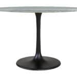 Round Marble Dining Table with Steel Base - Gray & Black 11 Round Marble Dining Table with Steel Base - Gray & Black