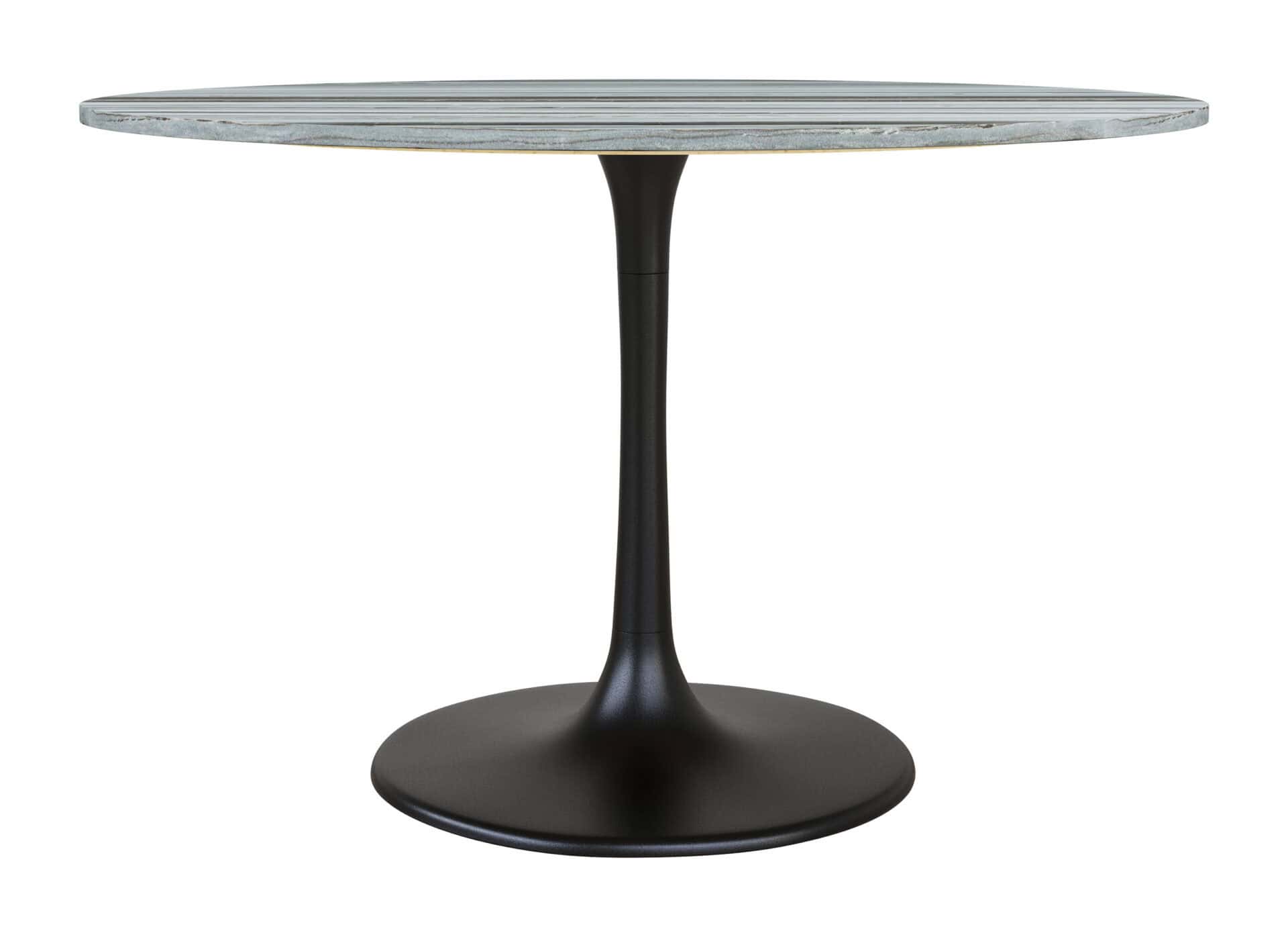 Round Marble Dining Table with Steel Base - Gray & Black 3 Round Marble Dining Table with Steel Base - Gray & Black - Image 3