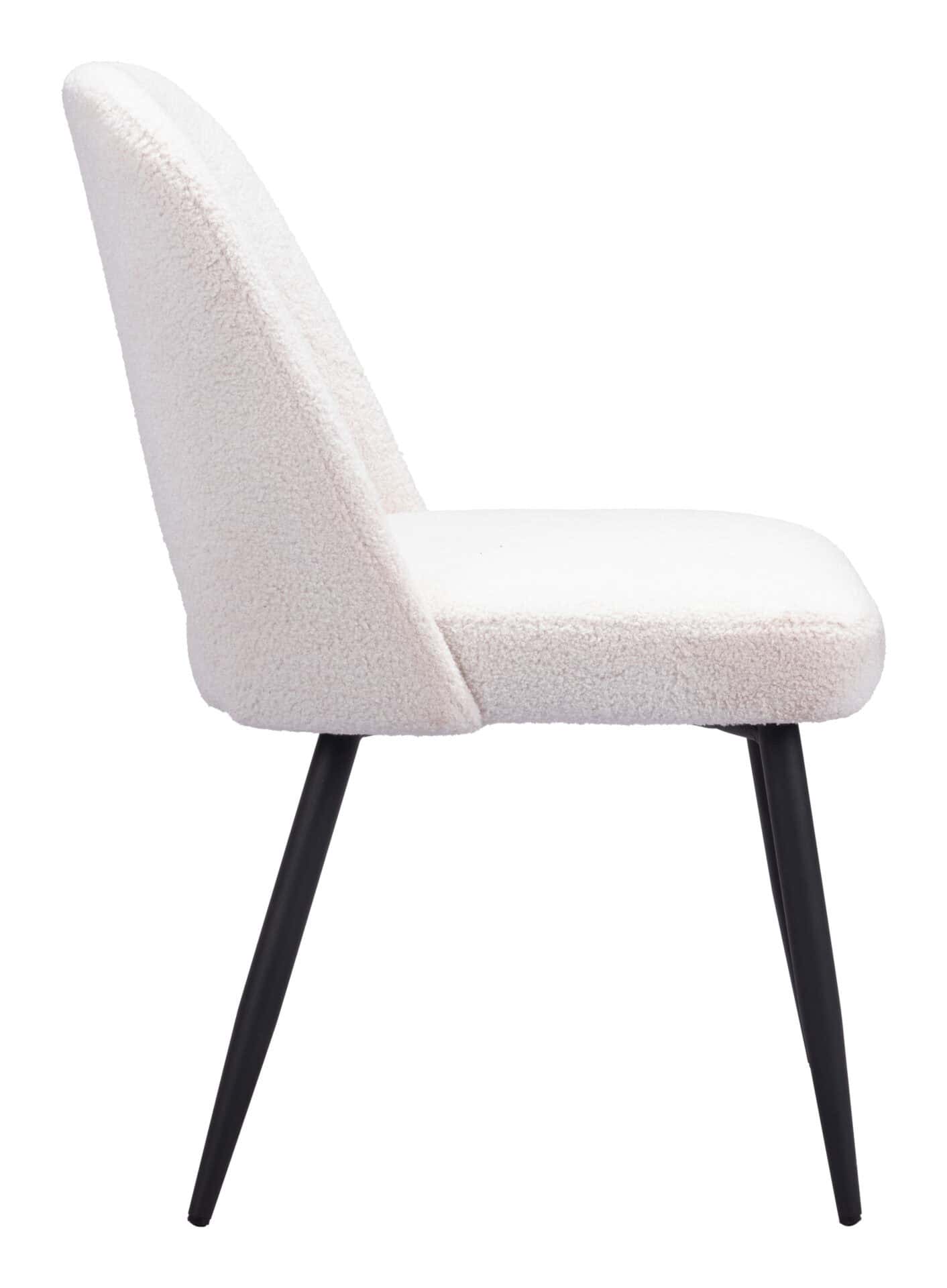Ivory Shearling Style Dining Chairs with Steel Legs (Set of 2) 5 Ivory Shearling Style Dining Chairs with Steel Legs (Set of 2) - Image 5
