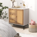 Rattan Sideboard Cabinet with 1 Door and 3 Drawers