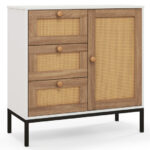 Rattan Sideboard Cabinet with 1 Door and 3 Drawers