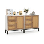 Rattan Sideboard Cabinet with 1 Door and 3 Drawers