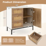 Rattan Sideboard Cabinet with 1 Door and 3 Drawers