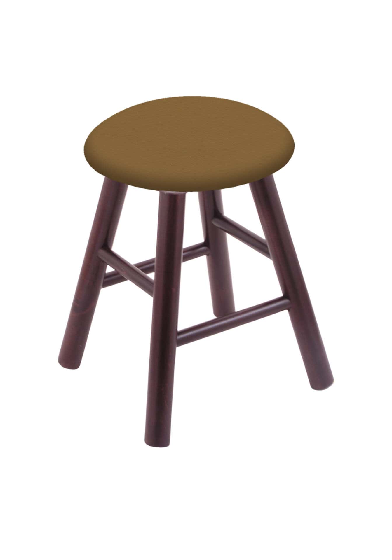 Round Cushion 18-Inch Backless Swivel Vanity Stool with Dark Cherry Finish, Smooth Maple Leg, and Canter Saddle Seat 1 Round Cushion 18-Inch Backless Swivel Vanity Stool with Dark Cherry Finish, Smooth Maple Leg, and Canter Saddle Seat