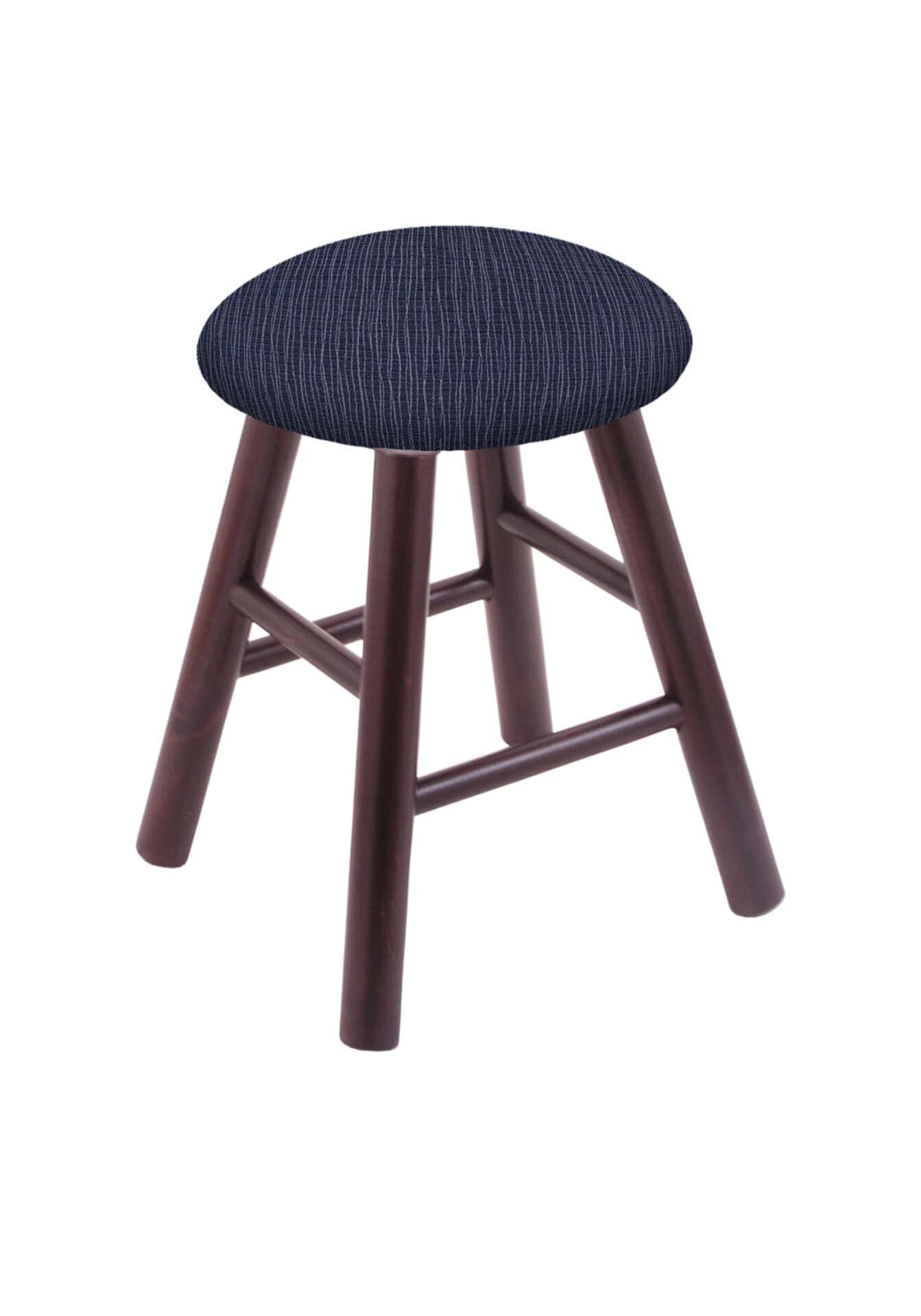 Round Cushion 18-Inch Backless Swivel Vanity Stool with Dark Cherry Finish, Smooth Maple Leg, and Graph Anchor Seat 1 Round Cushion 18-Inch Backless Swivel Vanity Stool with Dark Cherry Finish, Smooth Maple Leg, and Graph Anchor Seat