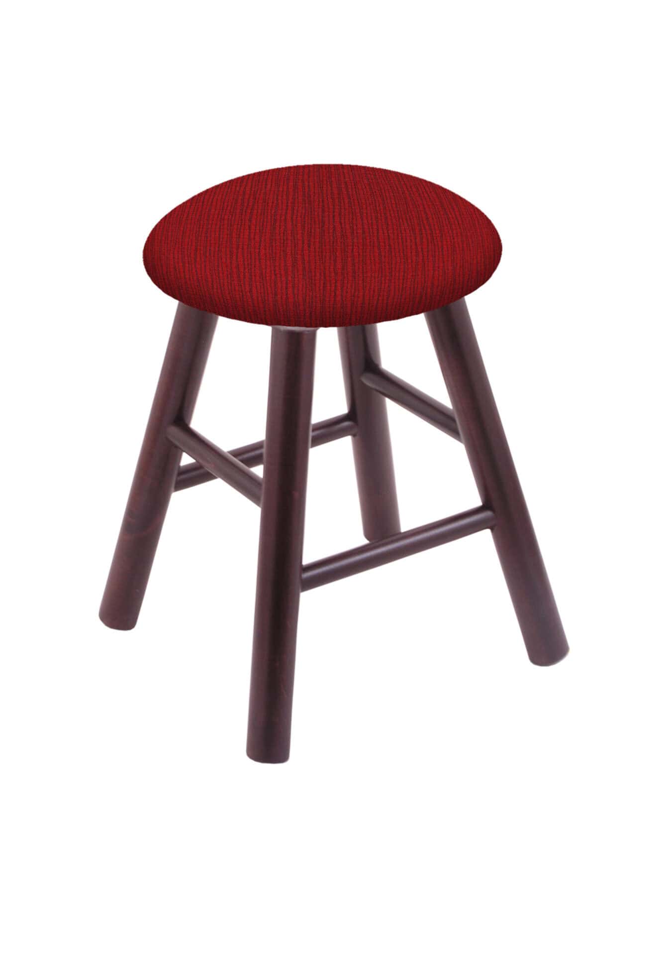 Round Cushion 18-Inch Backless Swivel Vanity Stool with Dark Cherry Finish, Smooth Maple Leg, and Graph Ruby Seat 1 Round Cushion 18-Inch Backless Swivel Vanity Stool with Dark Cherry Finish, Smooth Maple Leg, and Graph Ruby Seat