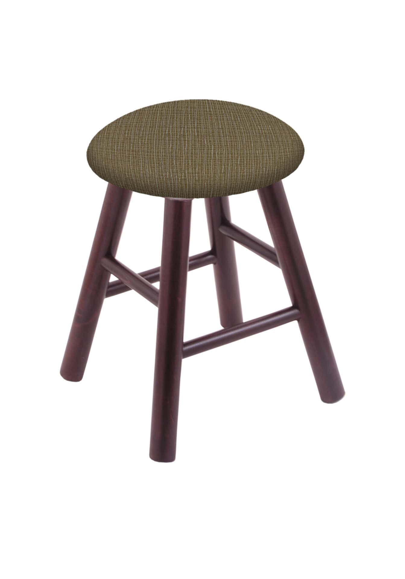 Round Cushion 18-Inch Backless Swivel Vanity Stool with Dark Cherry Finish, Smooth Maple Leg, and Graph Cork Seat 1 Round Cushion 18-Inch Backless Swivel Vanity Stool with Dark Cherry Finish, Smooth Maple Leg, and Graph Cork Seat