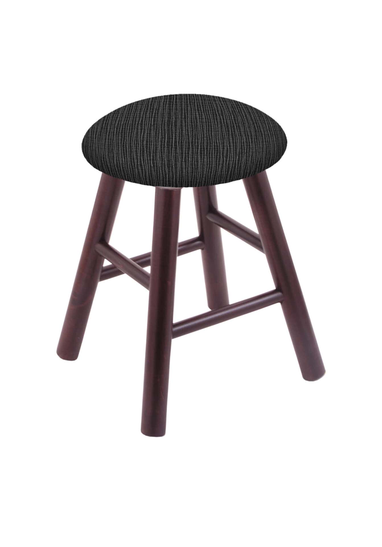 Round Cushion 18-Inch Backless Swivel Vanity Stool with Dark Cherry Finish, Smooth Maple Leg, and Graph Coal Seat 1 Round Cushion 18-Inch Backless Swivel Vanity Stool with Dark Cherry Finish, Smooth Maple Leg, and Graph Coal Seat