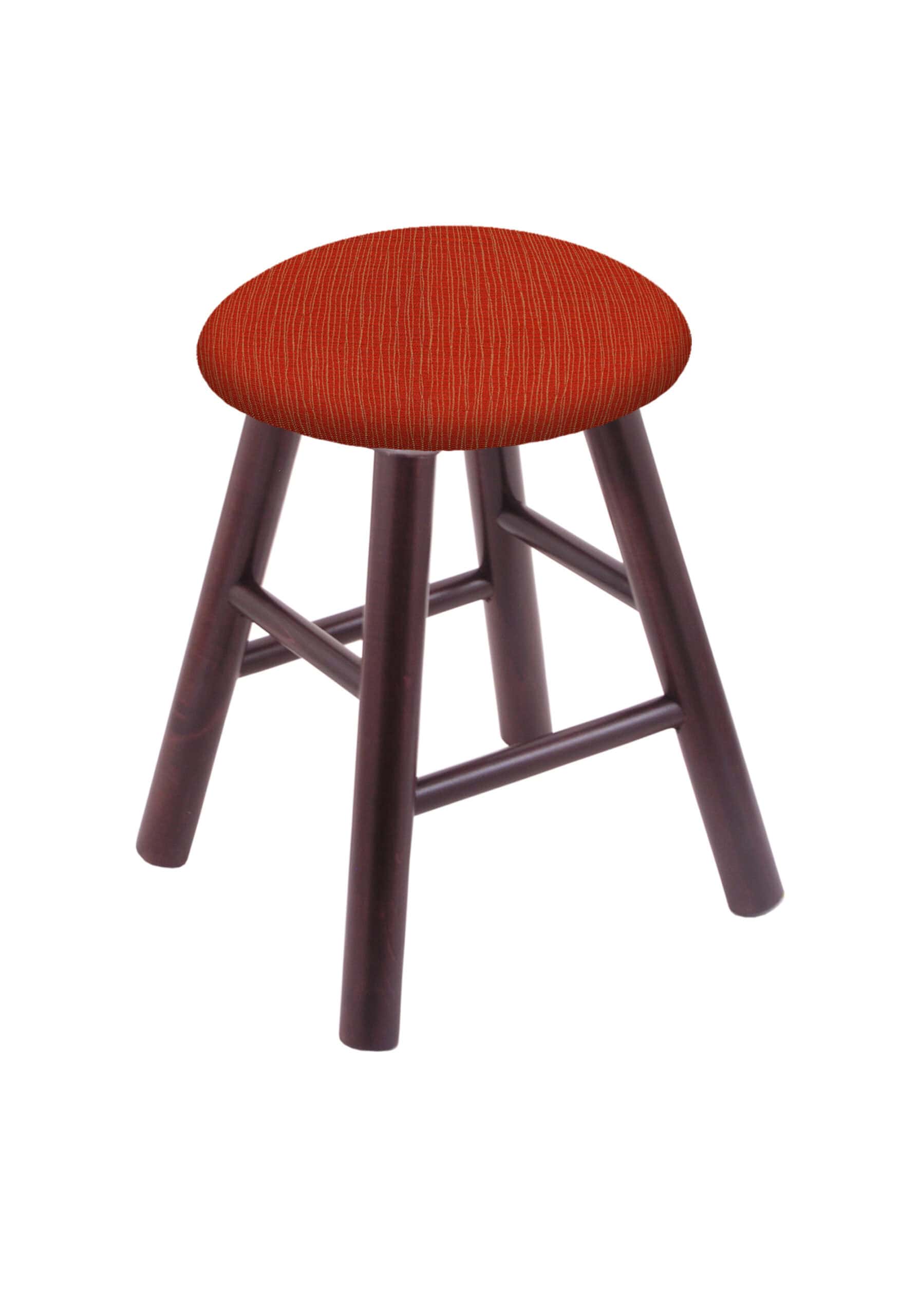 Round Cushion 18-Inch Backless Swivel Vanity Stool with Dark Cherry Finish, Smooth Maple Leg, and Graph Poppy Seat 4 Round Cushion 18-Inch Backless Swivel Vanity Stool with Dark Cherry Finish, Smooth Maple Leg, and Graph Poppy Seat