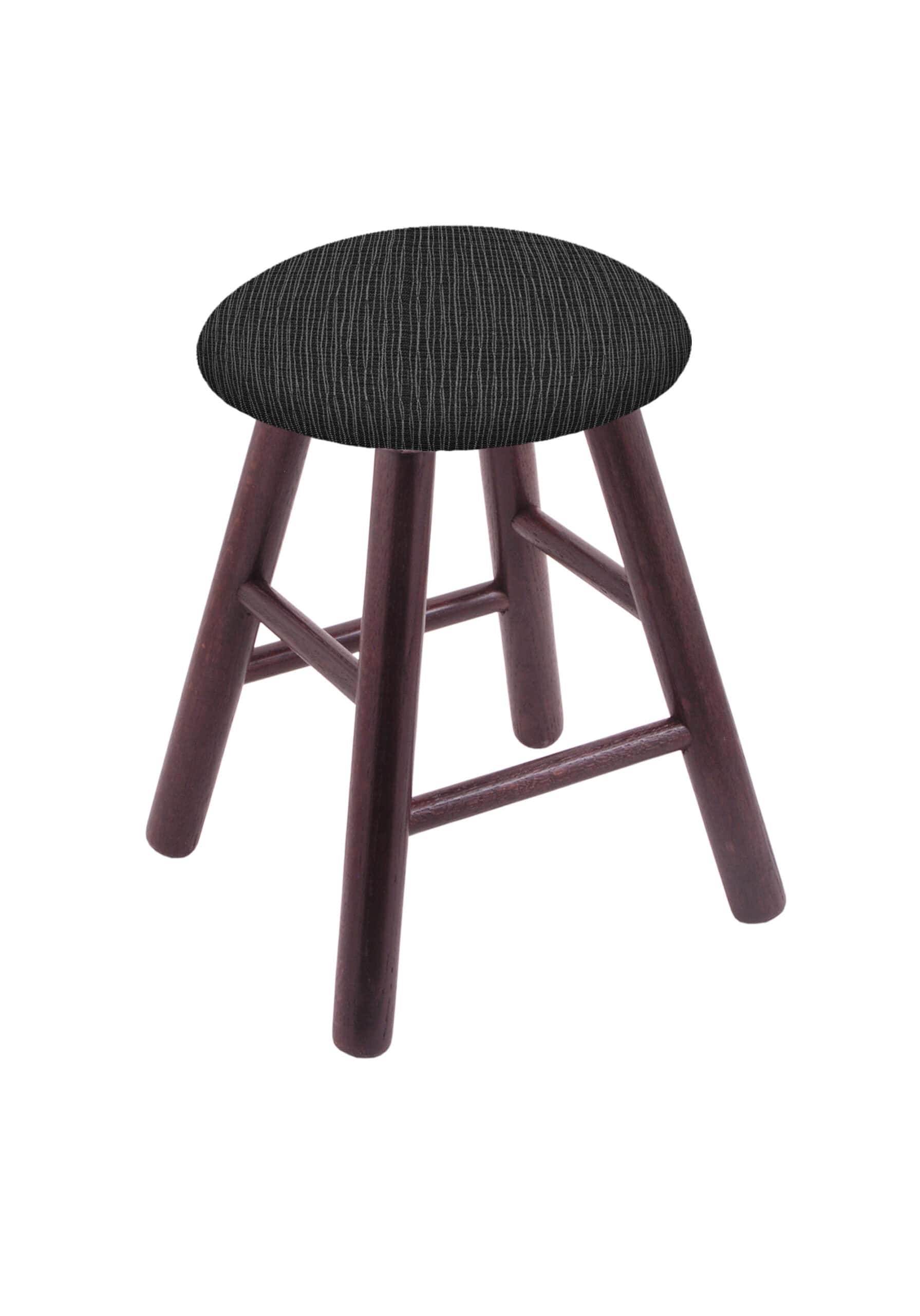 Round Cushion 18-Inch Backless Swivel Vanity Stool with Dark Cherry Finish, Smooth Oak Leg, and Graph Coal Seat 4 Round Cushion 18-Inch Backless Swivel Vanity Stool with Dark Cherry Finish, Smooth Oak Leg, and Graph Coal Seat