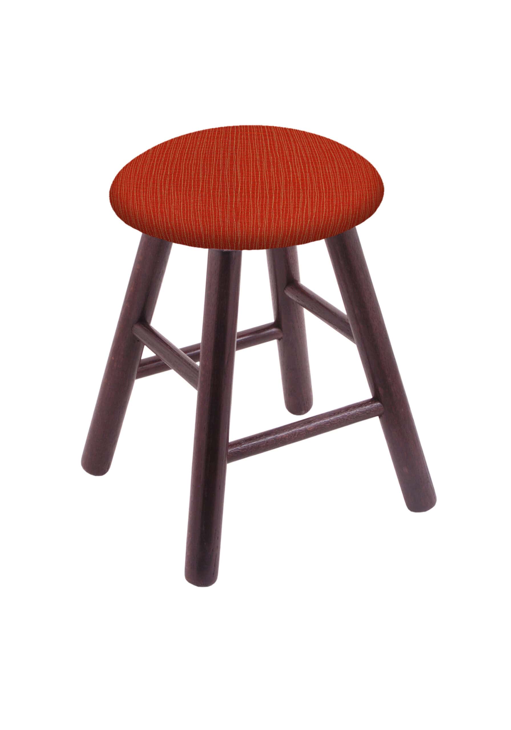 Round Cushion 18-Inch Backless Swivel Vanity Stool with Dark Cherry Finish, Smooth Oak Leg, and Graph Poppy Seat 4 Round Cushion 18-Inch Backless Swivel Vanity Stool with Dark Cherry Finish, Smooth Oak Leg, and Graph Poppy Seat