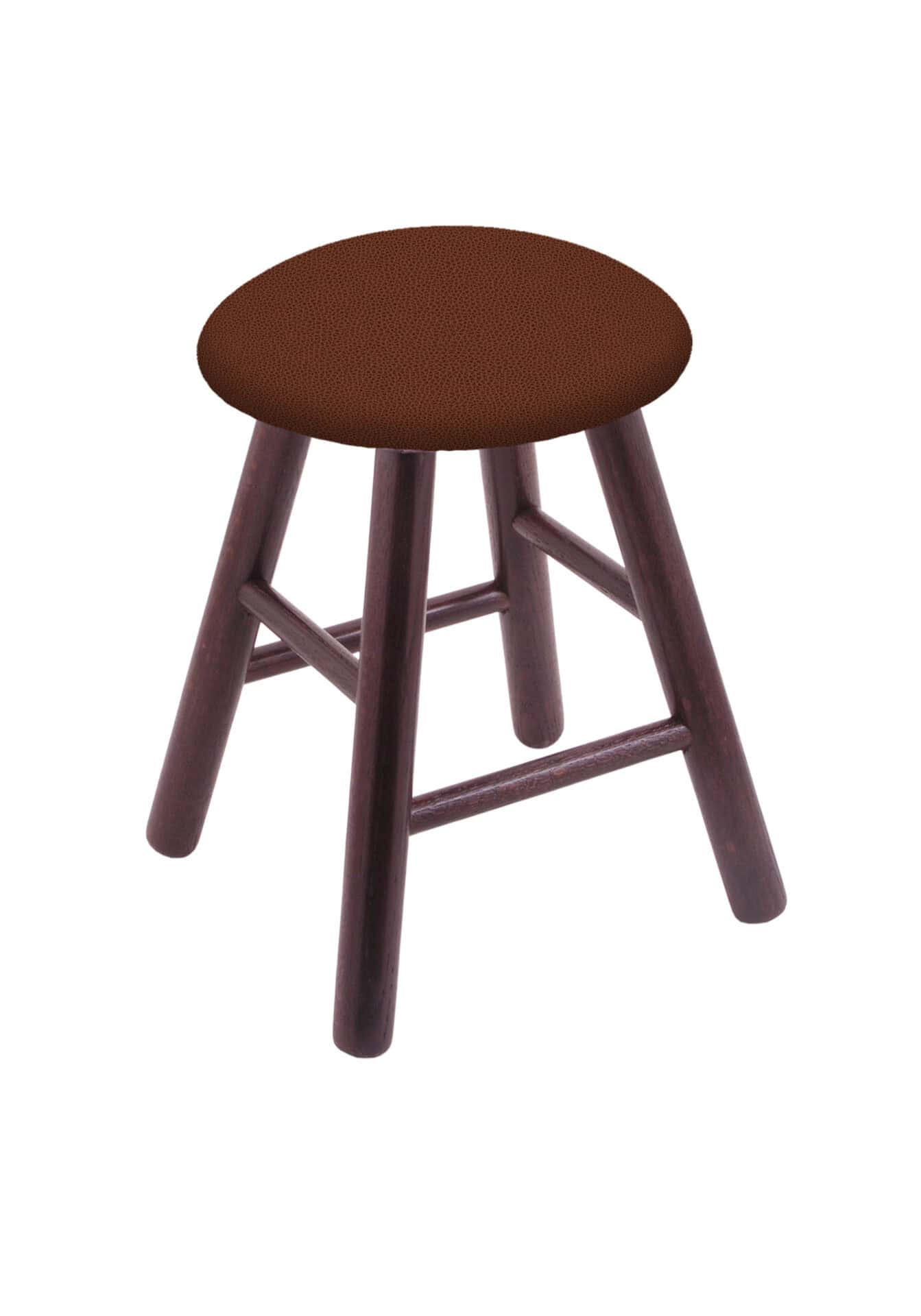 Round Cushion 18-Inch Backless Swivel Vanity Stool with Dark Cherry Finish, Smooth Oak Leg, and Rein Adobe Seat 1 Round Cushion 18-Inch Backless Swivel Vanity Stool with Dark Cherry Finish, Smooth Oak Leg, and Rein Adobe Seat