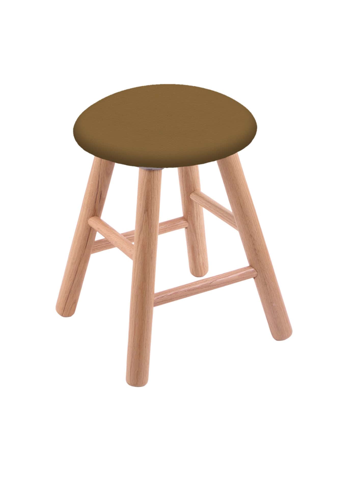 Round Cushion 18-Inch Backless Swivel Vanity Stool with Natural Finish, Smooth Oak Leg, and Canter Saddle Seat 1 Round Cushion 18-Inch Backless Swivel Vanity Stool with Natural Finish, Smooth Oak Leg, and Canter Saddle Seat